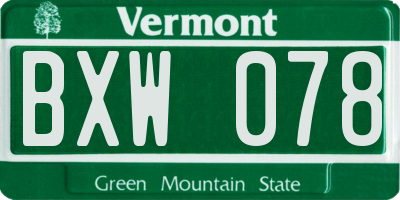 VT license plate BXW078