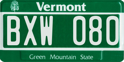 VT license plate BXW080