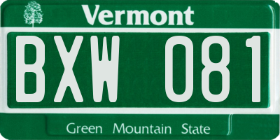 VT license plate BXW081