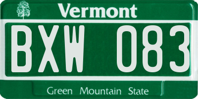 VT license plate BXW083