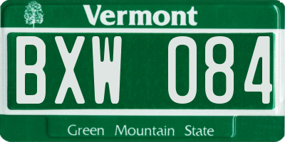 VT license plate BXW084