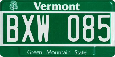 VT license plate BXW085
