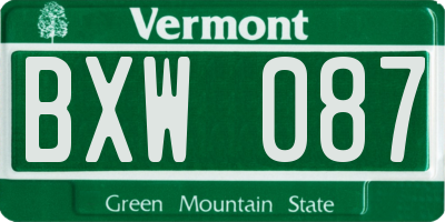 VT license plate BXW087