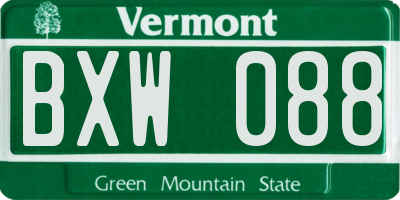 VT license plate BXW088
