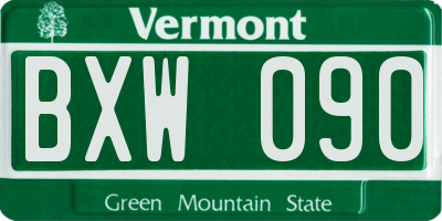 VT license plate BXW090