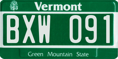 VT license plate BXW091