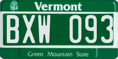 VT license plate BXW093