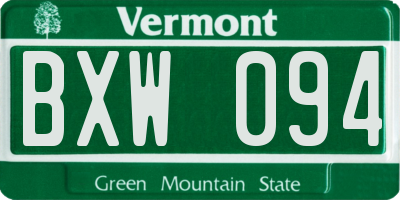 VT license plate BXW094