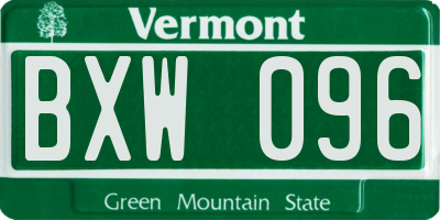 VT license plate BXW096