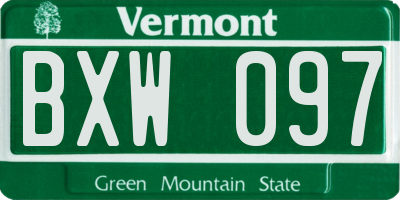 VT license plate BXW097