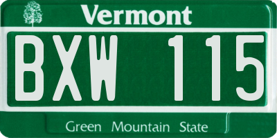 VT license plate BXW115