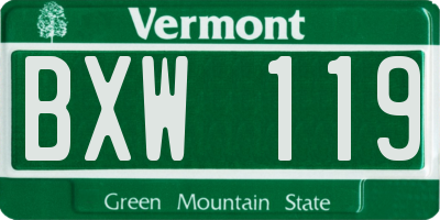 VT license plate BXW119