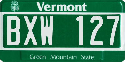 VT license plate BXW127