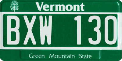 VT license plate BXW130