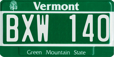 VT license plate BXW140