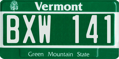 VT license plate BXW141