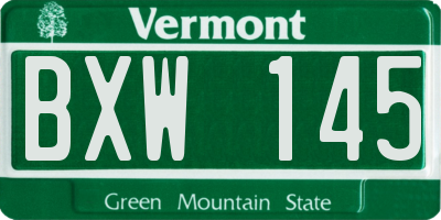 VT license plate BXW145