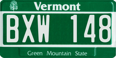 VT license plate BXW148