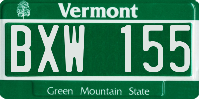 VT license plate BXW155