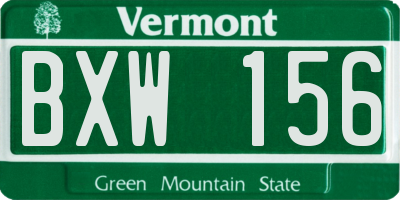 VT license plate BXW156