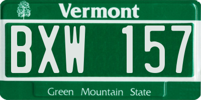 VT license plate BXW157