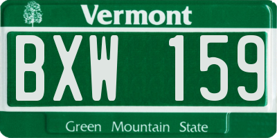 VT license plate BXW159