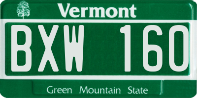 VT license plate BXW160
