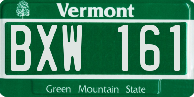 VT license plate BXW161