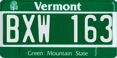 VT license plate BXW163