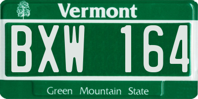 VT license plate BXW164