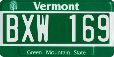 VT license plate BXW169