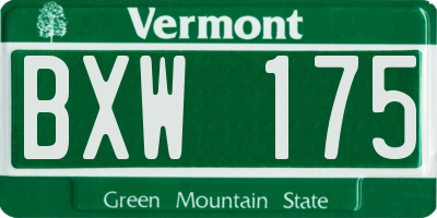 VT license plate BXW175