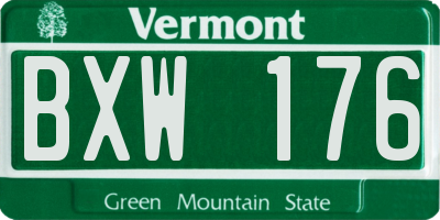 VT license plate BXW176