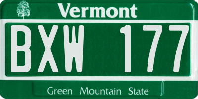 VT license plate BXW177