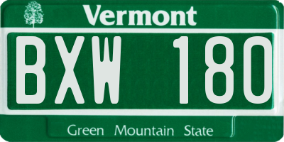 VT license plate BXW180