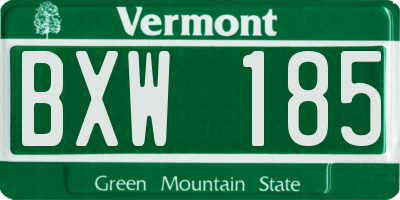 VT license plate BXW185