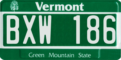 VT license plate BXW186