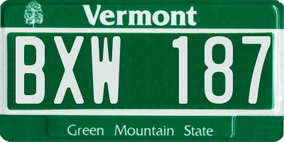 VT license plate BXW187
