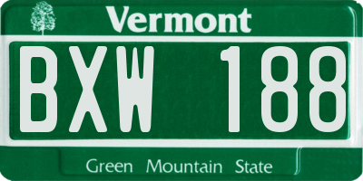 VT license plate BXW188