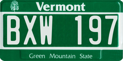 VT license plate BXW197