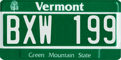 VT license plate BXW199