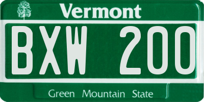 VT license plate BXW200