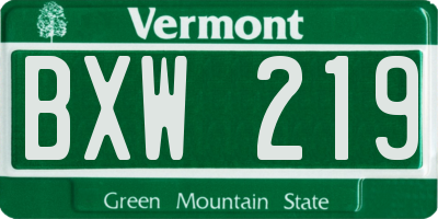 VT license plate BXW219