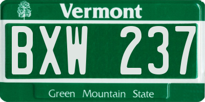 VT license plate BXW237