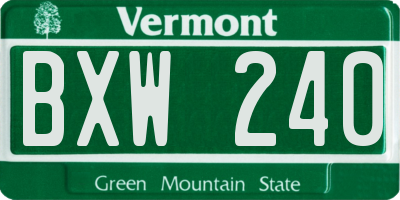 VT license plate BXW240