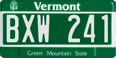 VT license plate BXW241