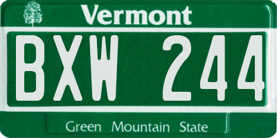 VT license plate BXW244