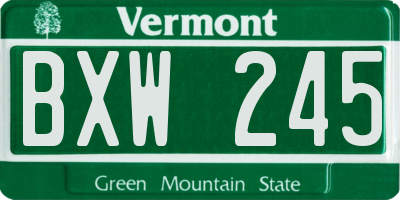 VT license plate BXW245