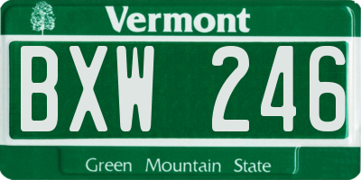 VT license plate BXW246