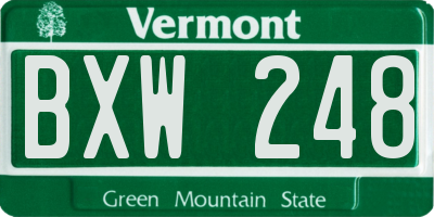 VT license plate BXW248